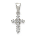 Sterling Silver Rhodium-plated CZ Cross Pendant, 19 x 9 mm