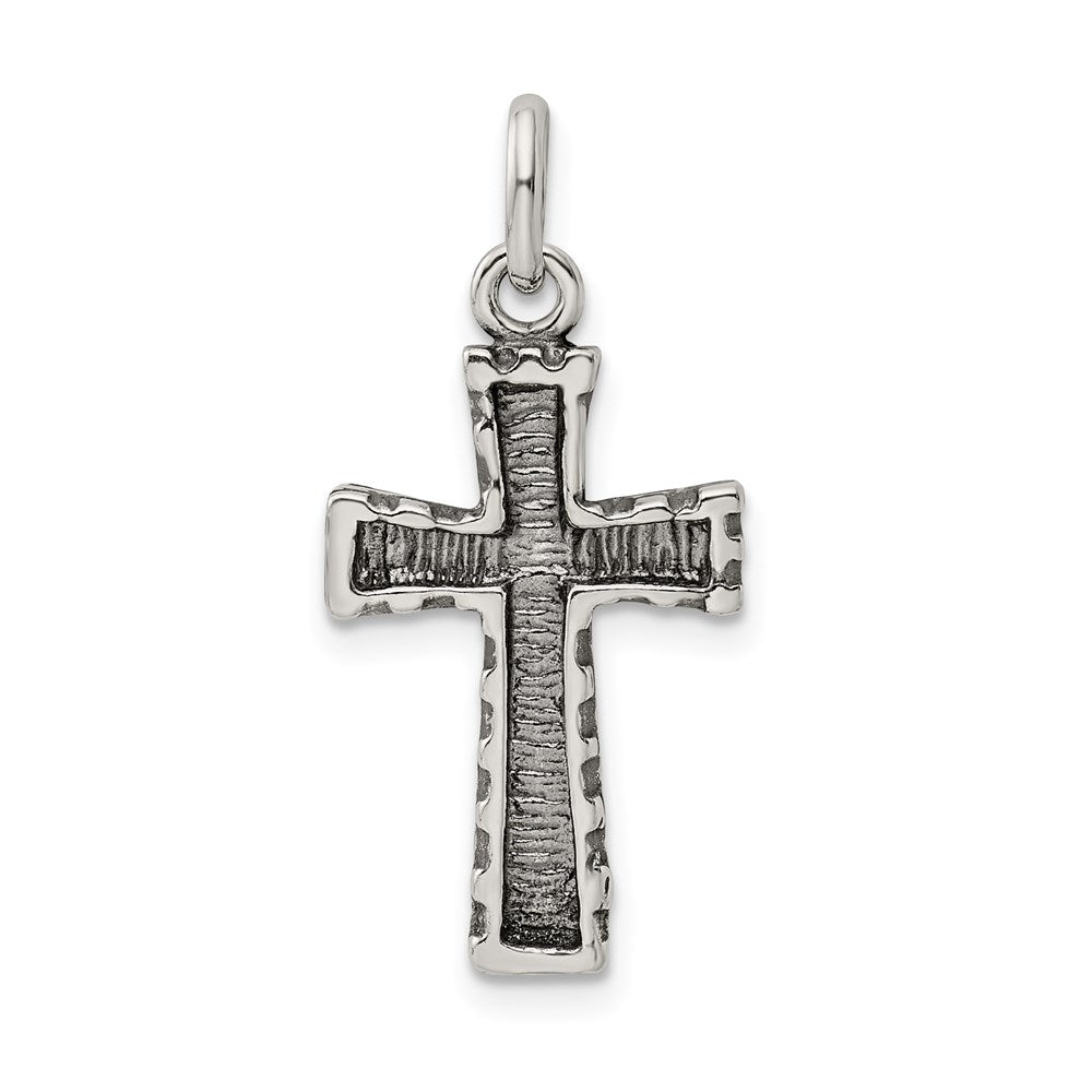 Sterling Silver Antiqued Cross Pendant, 26 x 15 mm
