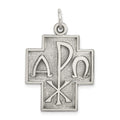 Sterling Silver Antiqued Alpha Omega Cross Pendant, 29 x 22 mm