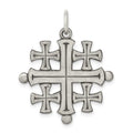 Sterling Silver Antiqued Jerusalem Cross Pendant, 26 x 26 mm