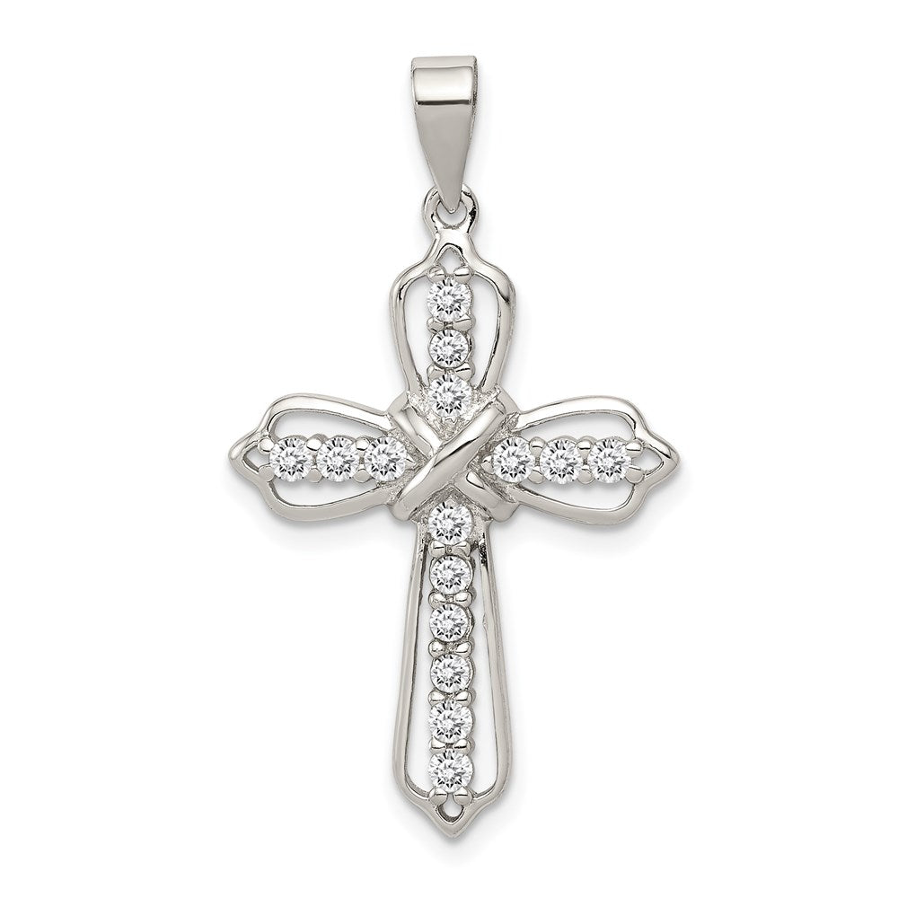 Sterling Silver Rhodium-plated CZ Cross Pendant, 35 x 21 mm - ID5S9QC52948L7