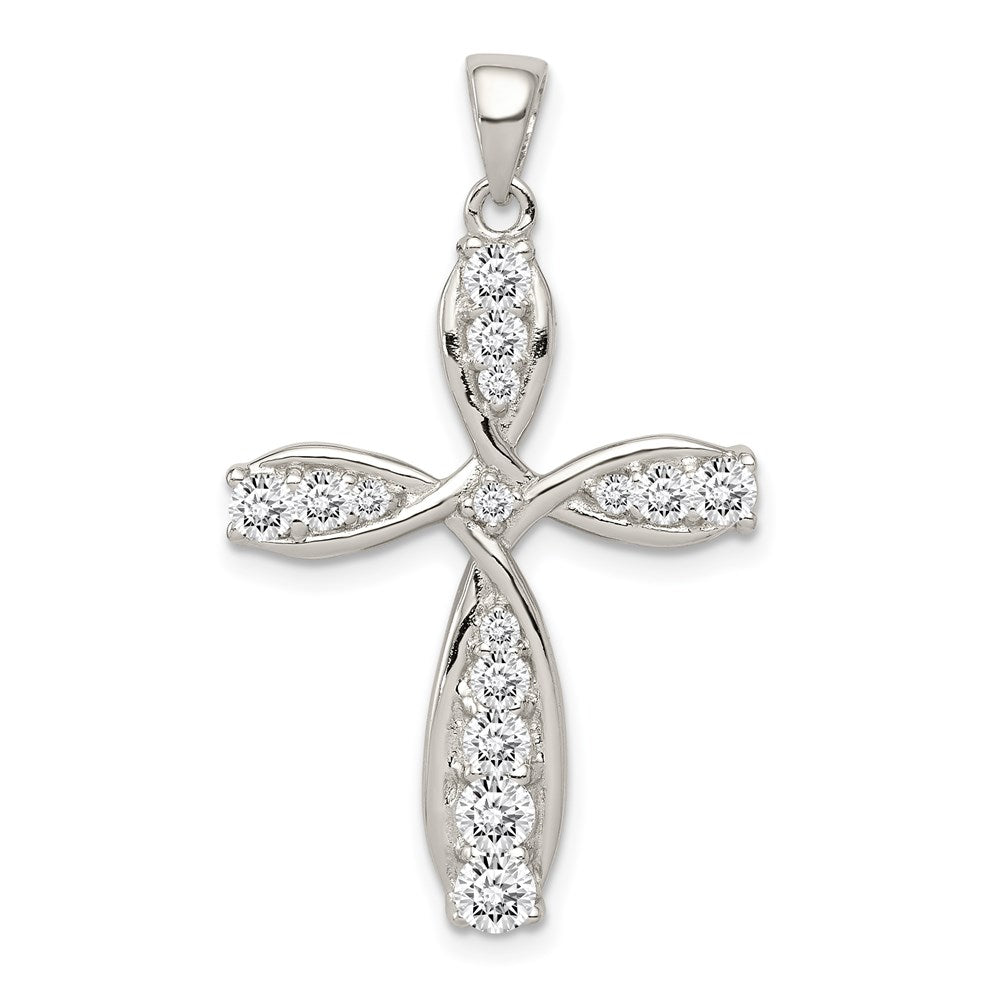 Sterling Silver Rhodium-plated CZ Cross Pendant, 35 x 21 mm - ID5S9QC53018L7