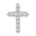 Sterling Silver Rhodium-plated CZ Cross Pendant, 22 x 16 mm