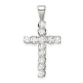 Sterling Silver Rhodium-plated CZ Latin Cross Pendant, 32 x 17 mm