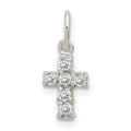 Sterling Silver CZ Cross Charm, 11 x 6 mm