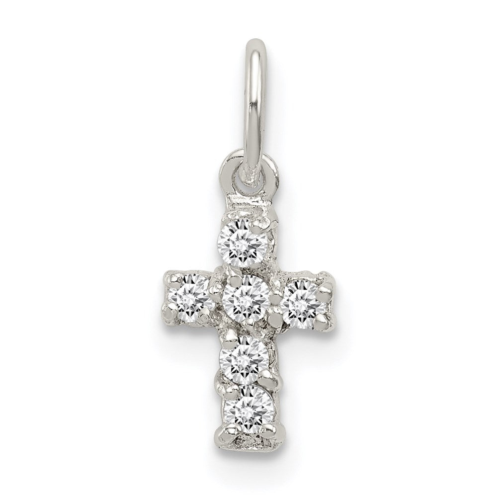 Sterling Silver CZ Cross Charm, 11 x 6 mm
