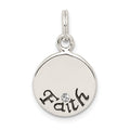 Sterling Silver Antiqued Stellux Crystal Faith Charm, 17 x 13 mm