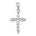 Sterling Silver Rhodium-plated CZ Cross Pendant, 22 x 11 mm