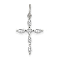 Sterling Silver Rhodium-plated CZ Cross Charm, 21 x 14 mm