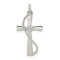 Sterling Silver Rhodium-plated CZ Cross Pendant, 24 x 13 mm