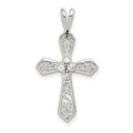 Sterling Silver Rhodium-plated CZ Passion Cross Pendant, 29 x 16 mm