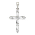 Sterling Silver Rhodium-plated CZ Cross Pendant, 33 x 19 mm