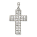 Sterling Silver Rhodium-plated CZ Latin Cross Pendant, 43 x 22 mm
