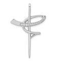 Sterling Silver Rhodium-plated CZ Cross Pendant, 42.7 x 27.85 mm