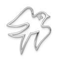 Sterling Silver Rhodium-plated CZ Dove Pendant, 24 x 22 mm