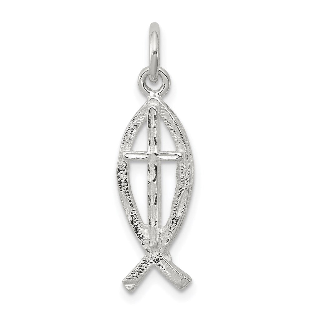 Sterling Silver Ichthus (Fish) Charm, 22 x 9 mm