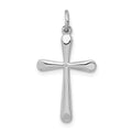 Sterling Silver Platinum-plated Cross Charm, 23 x 15 mm