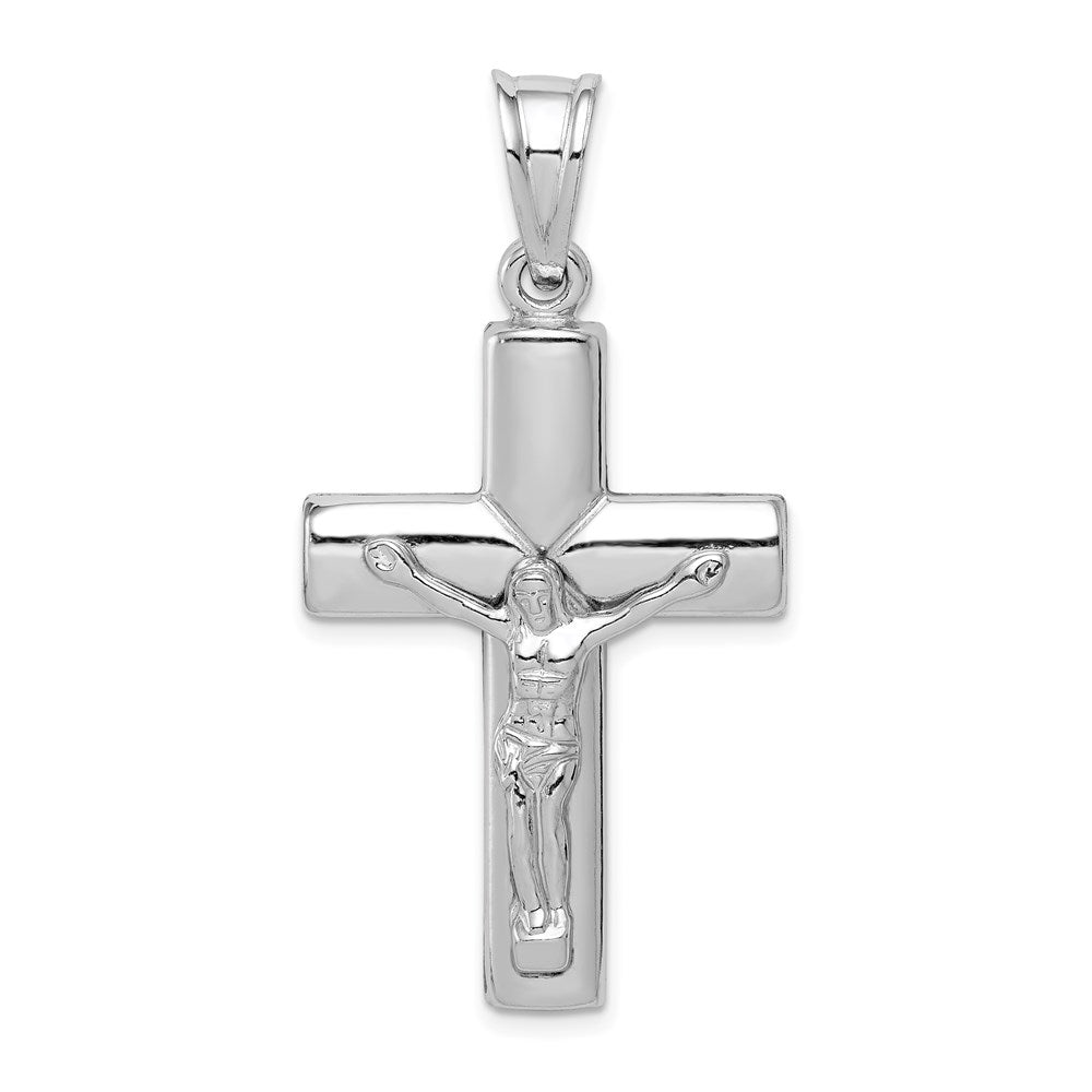 Sterling Silver Rhodium-plated Hollow Latin Crucifix Pendant, 45 x 24 mm, 2.25 g