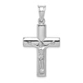 Sterling Silver Rhodium-plated Hollow Latin Crucifix Pendant, 45 x 24 mm, 2.15 g