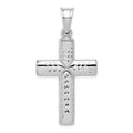 Sterling Silver Rhodium-plated Diamond -Cut Cross Pendant, 45 x 24 mm