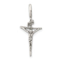 Sterling Silver Antiqued INRI Crucifix Pendant, 25 x 11 mm