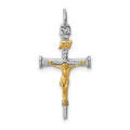 Sterling Silver Platinum-plated & 18k Gold-plated Crucifix Charm, 17 x 7 mm