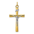 Sterling Silver Platinum-plated & 18k Gold-plated Crucifix Pendant, 35 x 19 mm