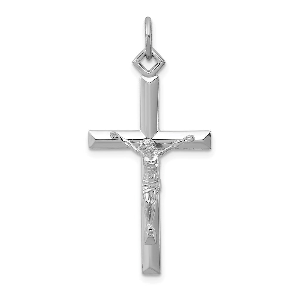 Sterling Silver Platinum-plated Crucifix Pendant, 36 x 18 mm