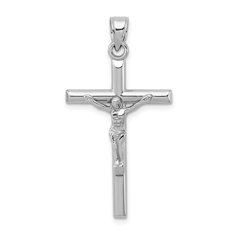 Sterling Silver Rhodium-plated Polished Crucifix Pendant, 38 x 19 mm