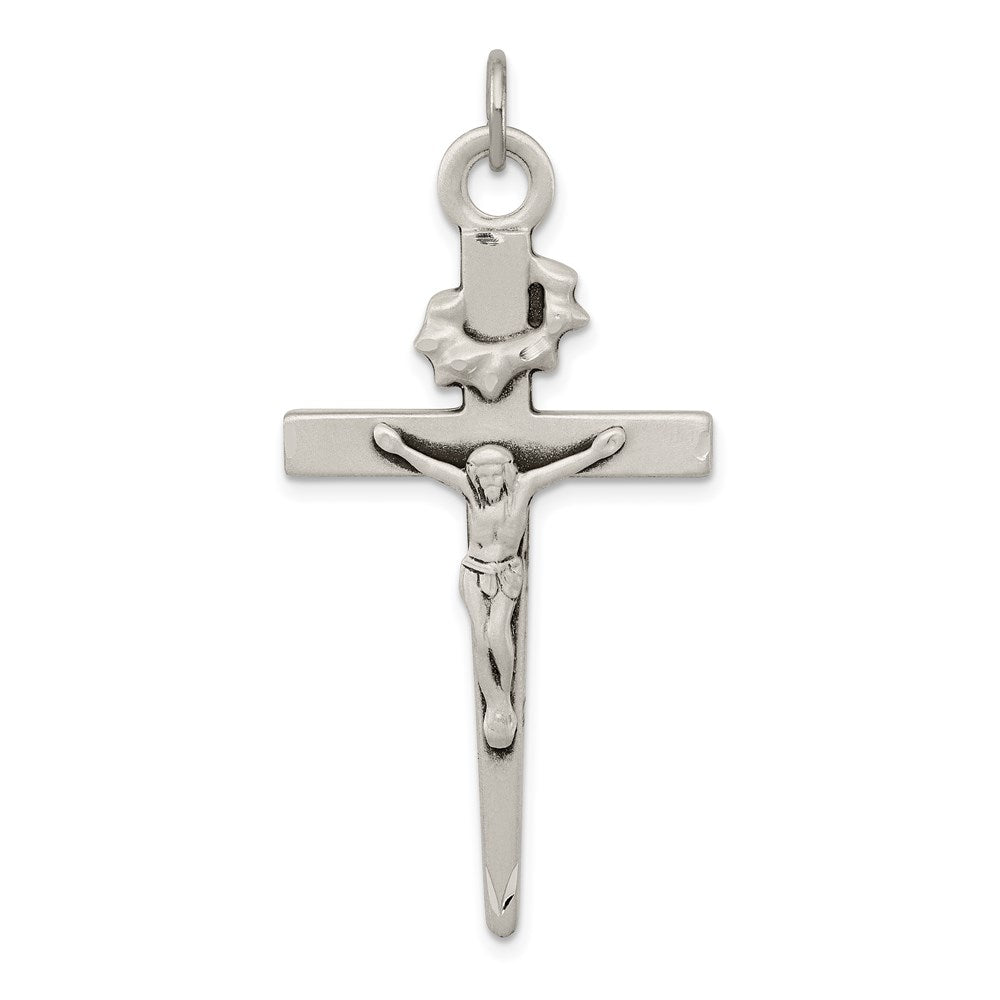 Sterling Silver Antiqued Crucifix Pendant, 46 x 23 mm