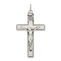 Sterling Silver Antiqued INRI Crucifix Pendant, 46 x 25 mm