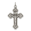 Sterling Silver Antiqued INRI Crucifix Pendant, 30 x 18 mm