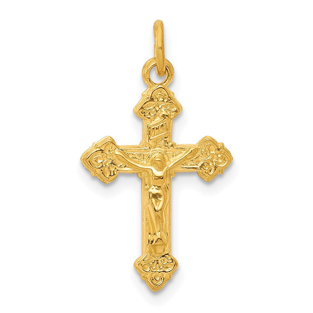 Sterling Silver & 24k Gold -plated INRI Crucifix Charm, 21 x 12 mm