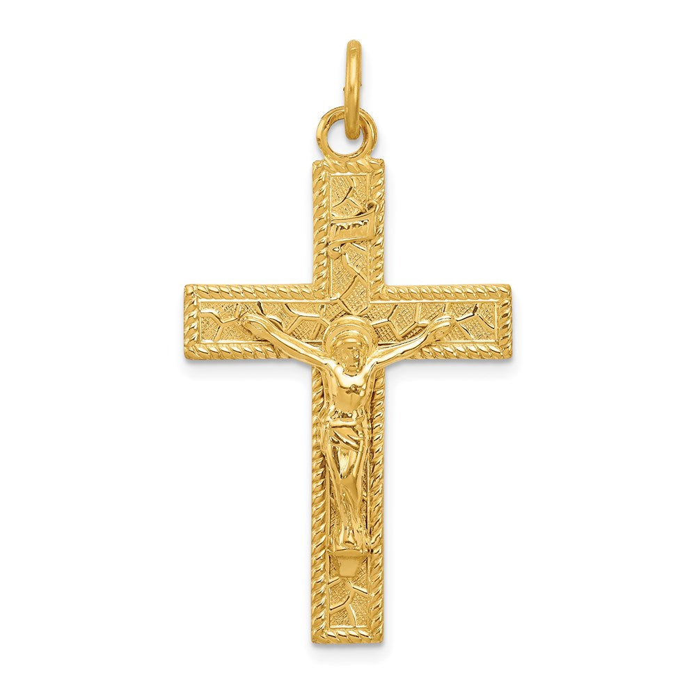Sterling Silver & 24k Gold -plated INRI Crucifix Pendant, 40 x 22 mm, 1.75 g