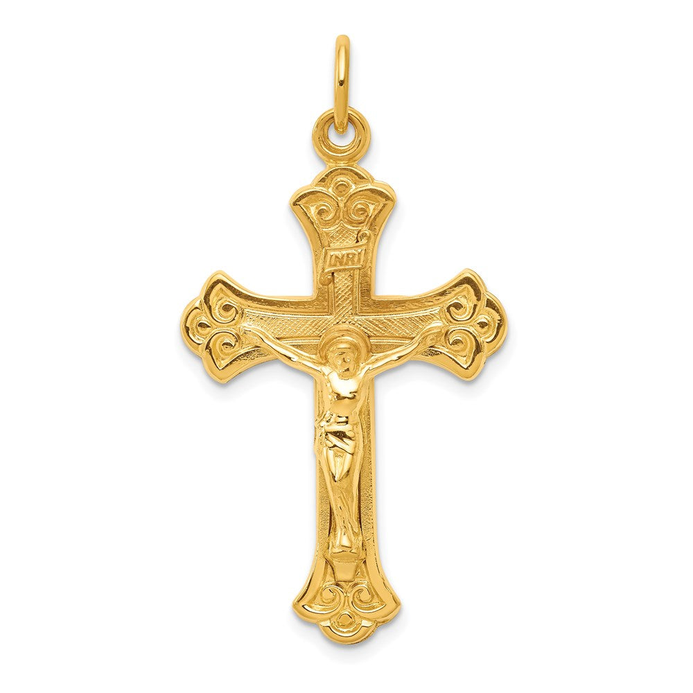 Sterling Silver & 24k Gold -plated INRI Crucifix Pendant, 40 x 22 mm, 2.25 g