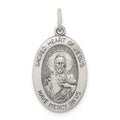 Sterling Silver Antiqued Sacred Heart of Jesus Medal, 22 x 15 mm