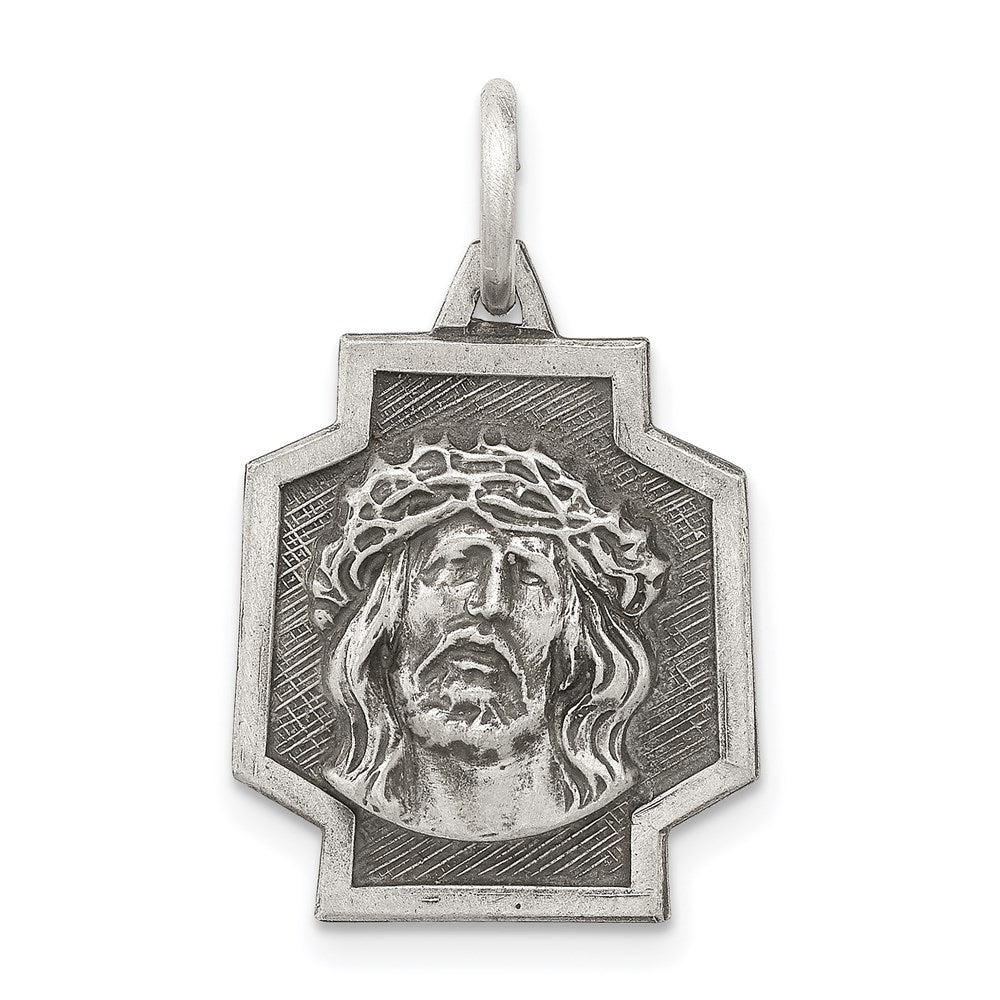 Sterling Silver Antiqued Ecce Homo Charm, 25 x 15 mm