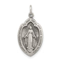 Sterling Silver Antiqued Miraculous Medal, 23 x 14 mm