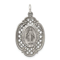 Sterling Silver Antiqued Miraculous Medal, 33 x 18 mm