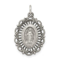 Sterling Silver Antiqued Miraculous Medal, 27 x 15 mm