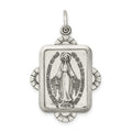 Sterling Silver Antiqued Miraculous Medal, 33 x 21 mm