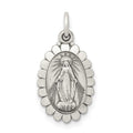 Sterling Silver Antiqued Miraculous Medal, 20 x 10 mm