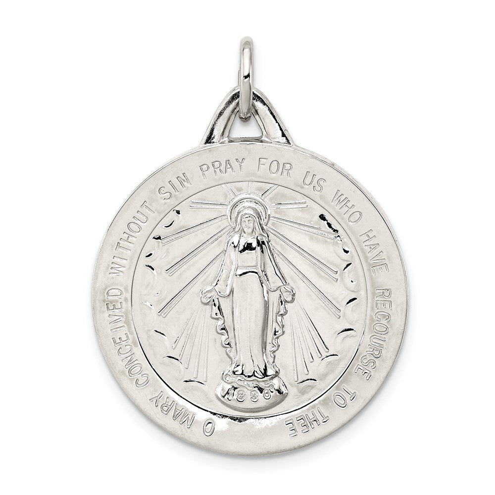Sterling Silver Miraculous Medal, 33 x 25 mm