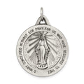 Sterling Silver Antiqued Miraculous Medal, 33 x 25 mm
