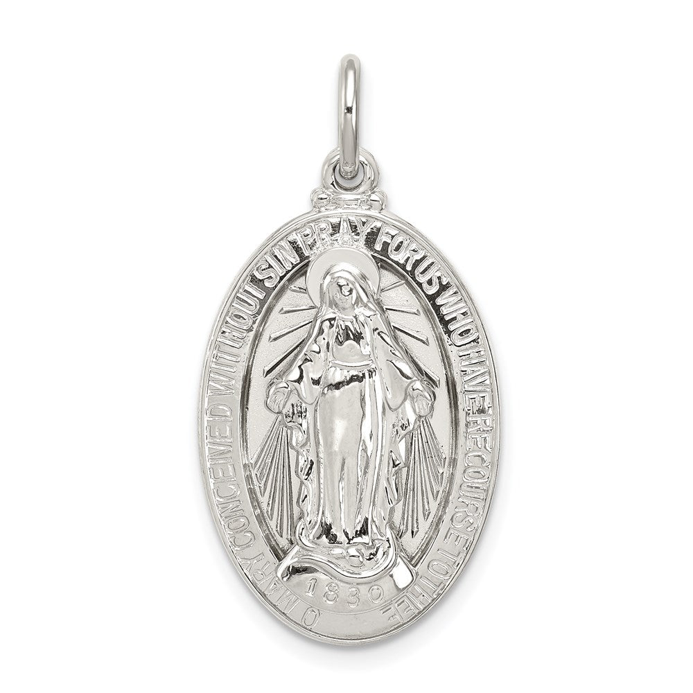 Sterling Silver Miraculous Medal, 30 x 16 mm
