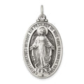 Sterling Silver Antiqued Miraculous Medal, 36 x 20 mm