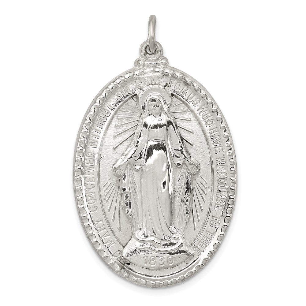 Sterling Silver Miraculous Medal, 43 x 26 mm