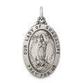 Sterling Silver Antiqued Our Lady of Guadalupe Medal, 33 x 18 mm