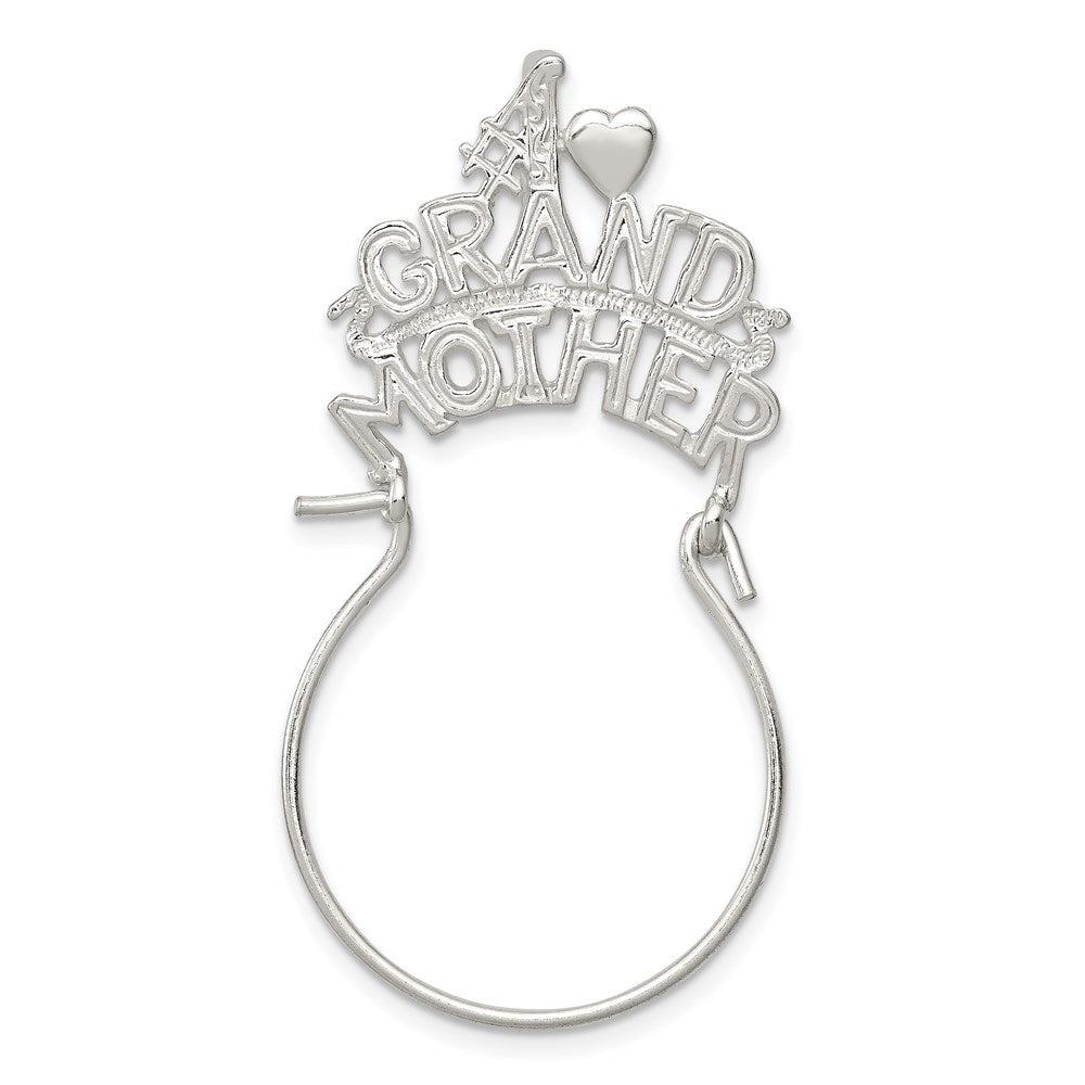 Sterling Silver #1 Grandmother Charm Holder, 44 x 24 mm