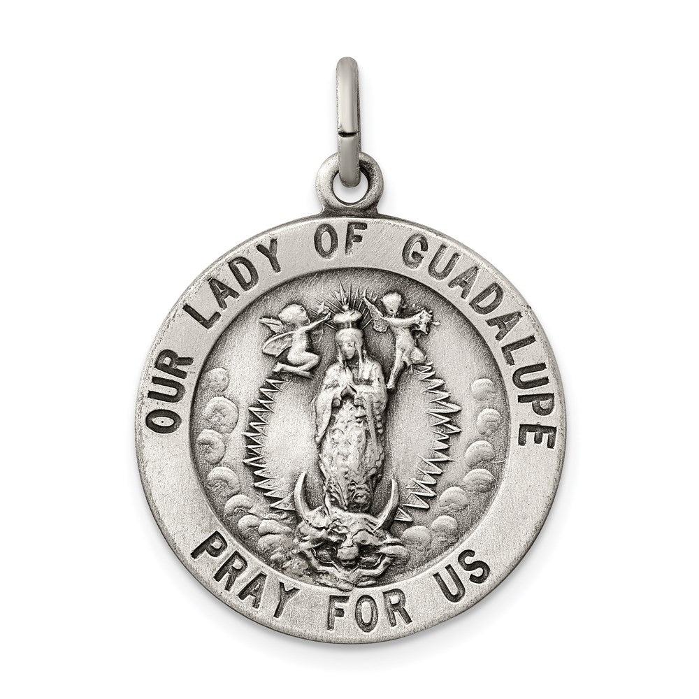 Sterling Silver Our Lady of Guadalupe Medal, 29 x 22 mm
